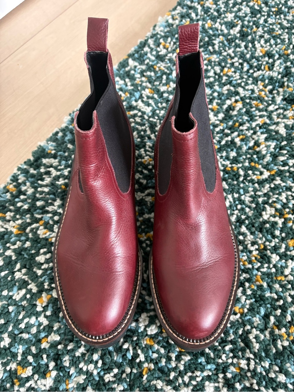 Caslon Burgundy Leather Chelsea Boots Water Resistant Chunky Sole